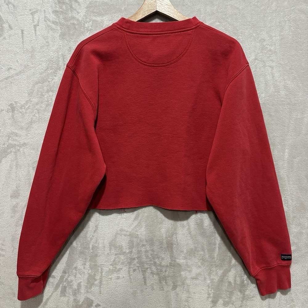 Jansport University Wisconsin Custom Sweatshirt Men's S Red Cropped Crewneck - Picture 2 of 7